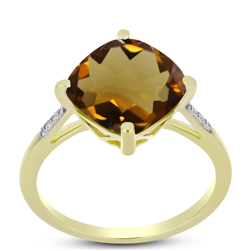 Goldplattierter Silberring mit Cognac-Quarz und weißem Topas 3 