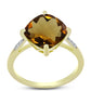 Goldplattierter Silberring mit Cognac-Quarz und weißem Topas