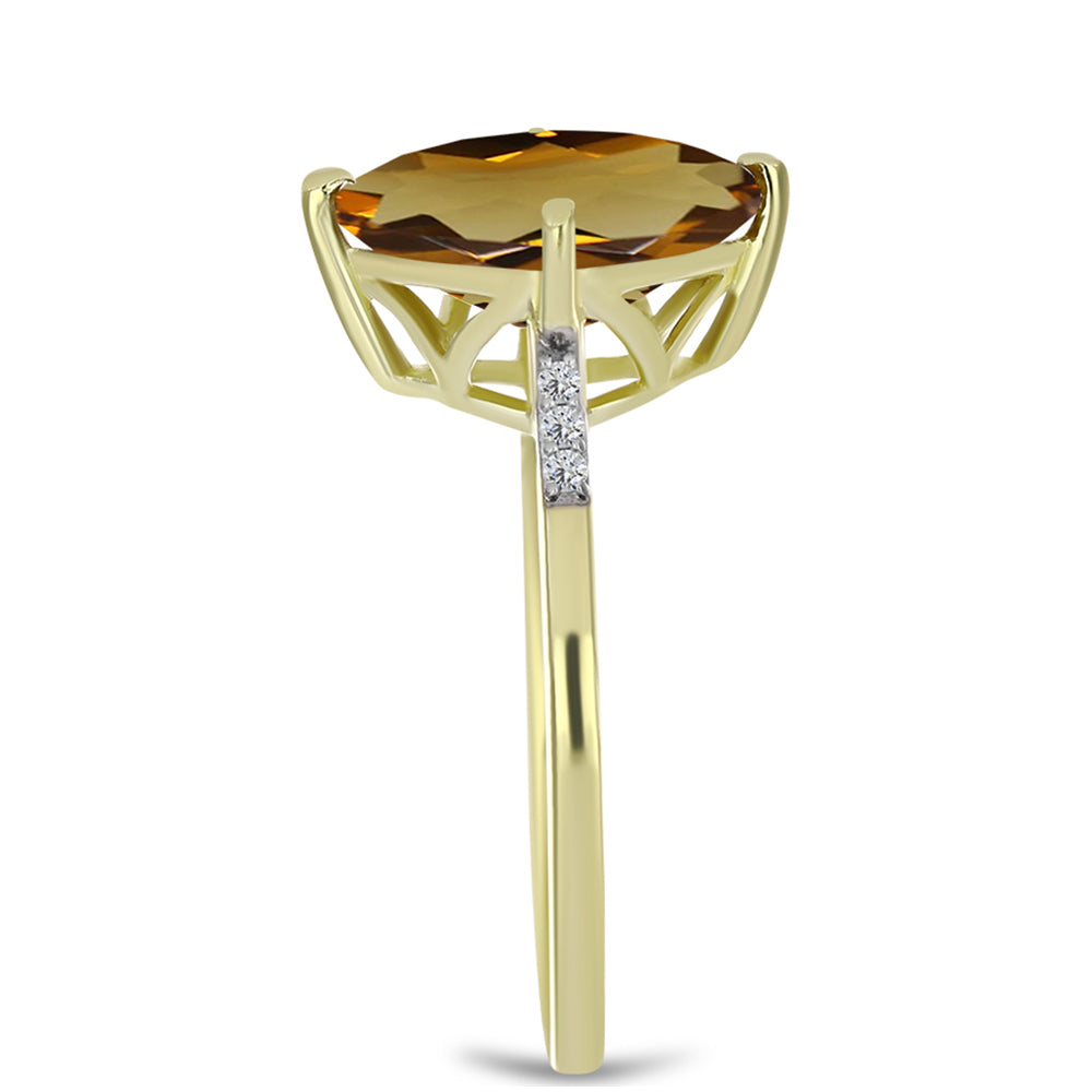 Goldplattierter Silberring mit Cognac-Quarz und weißem Topas 4 