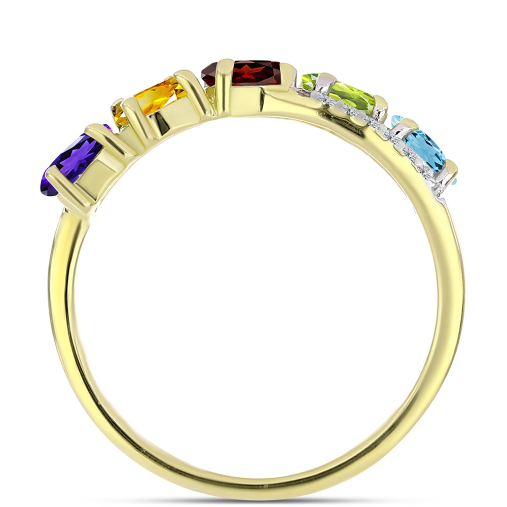 Goldplattierter Silberring mit marokkanischem Amethyst und Zitrin aus dem Ural 2 