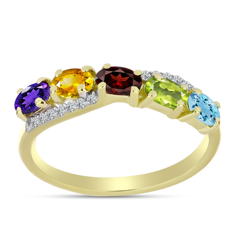 Goldplattierter Silberring mit marokkanischem Amethyst und Zitrin aus dem Ural 3 
