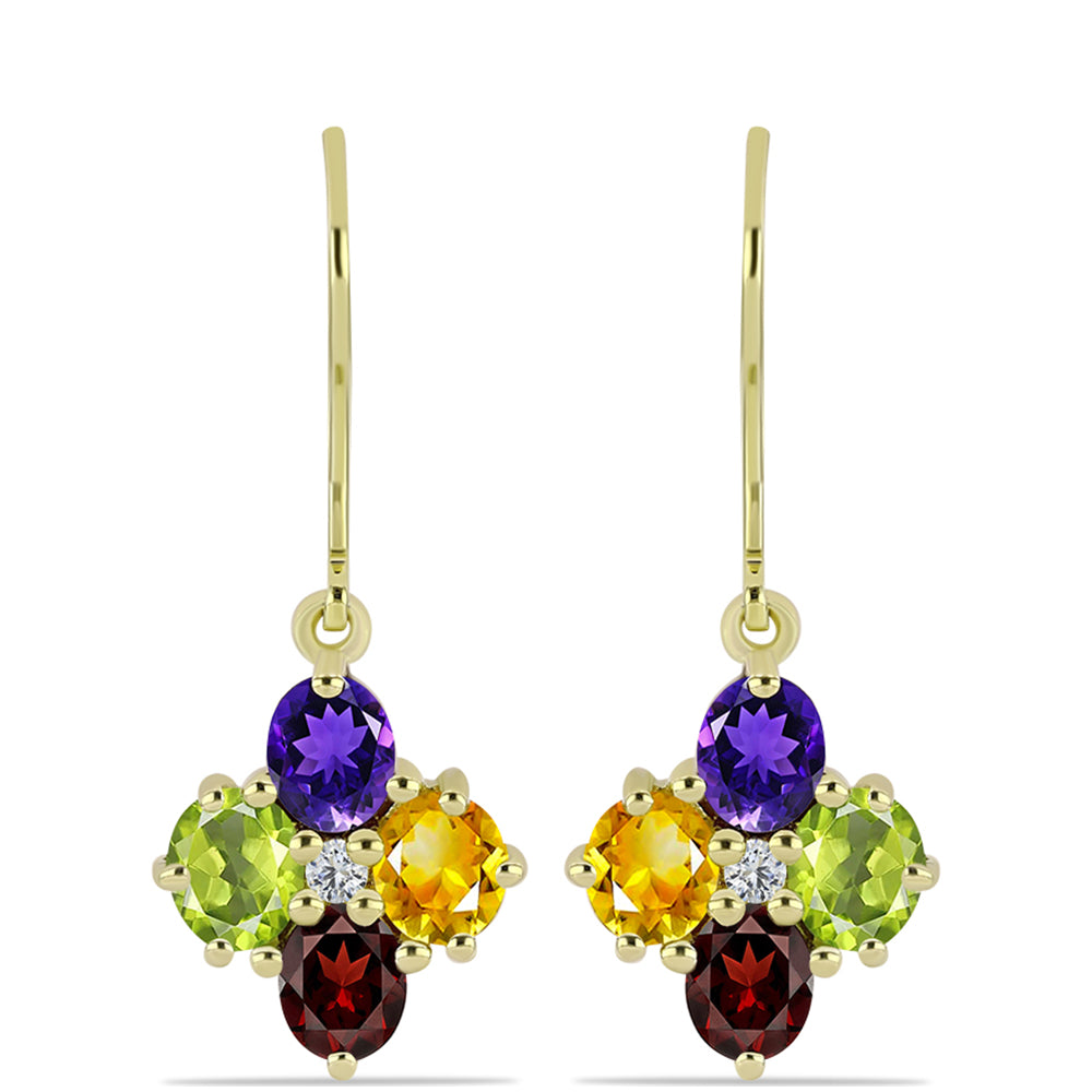 Goldplattierte Silberohrringe mit marokkanischem Amethyst und Zitrin aus dem Ural 1 