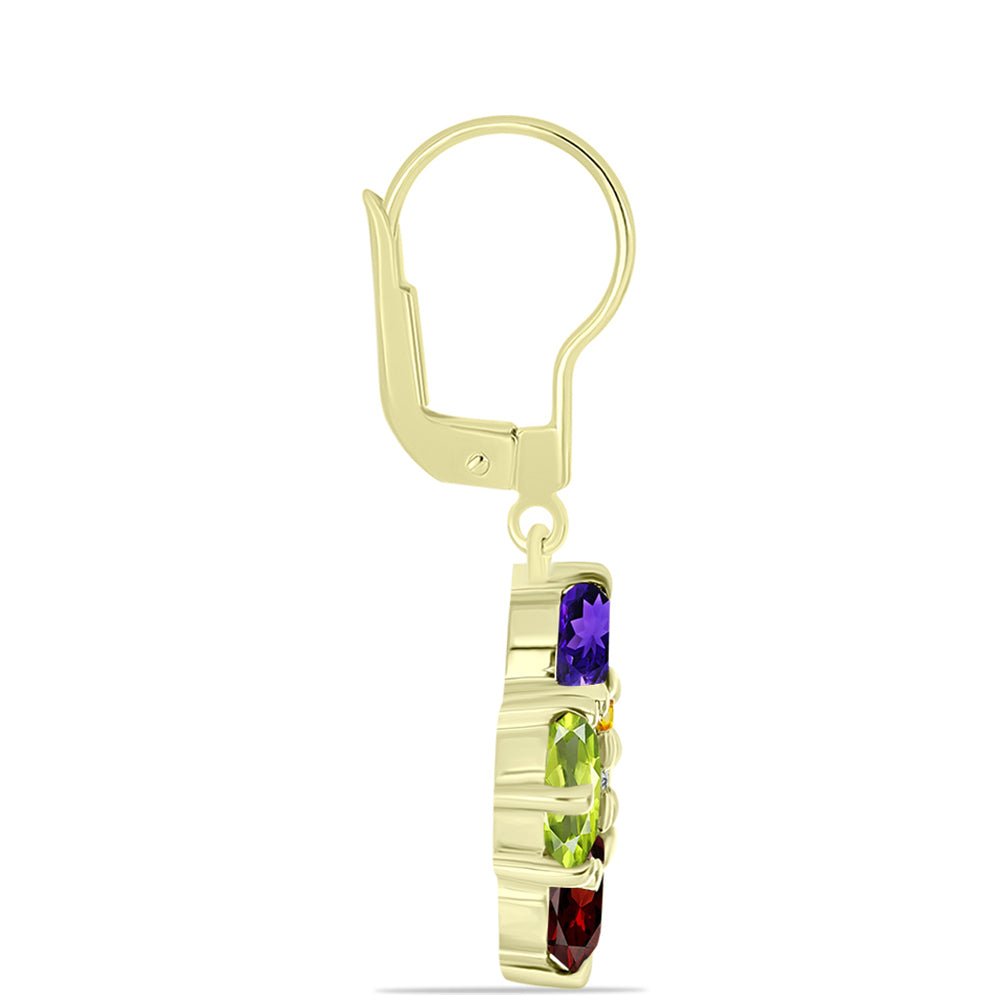 Goldplattierte Silberohrringe mit marokkanischem Amethyst und Zitrin aus dem Ural 2 