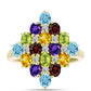 Goldplattierter Silberring mit marokkanischem Amethyst und Zitrin aus dem Ural