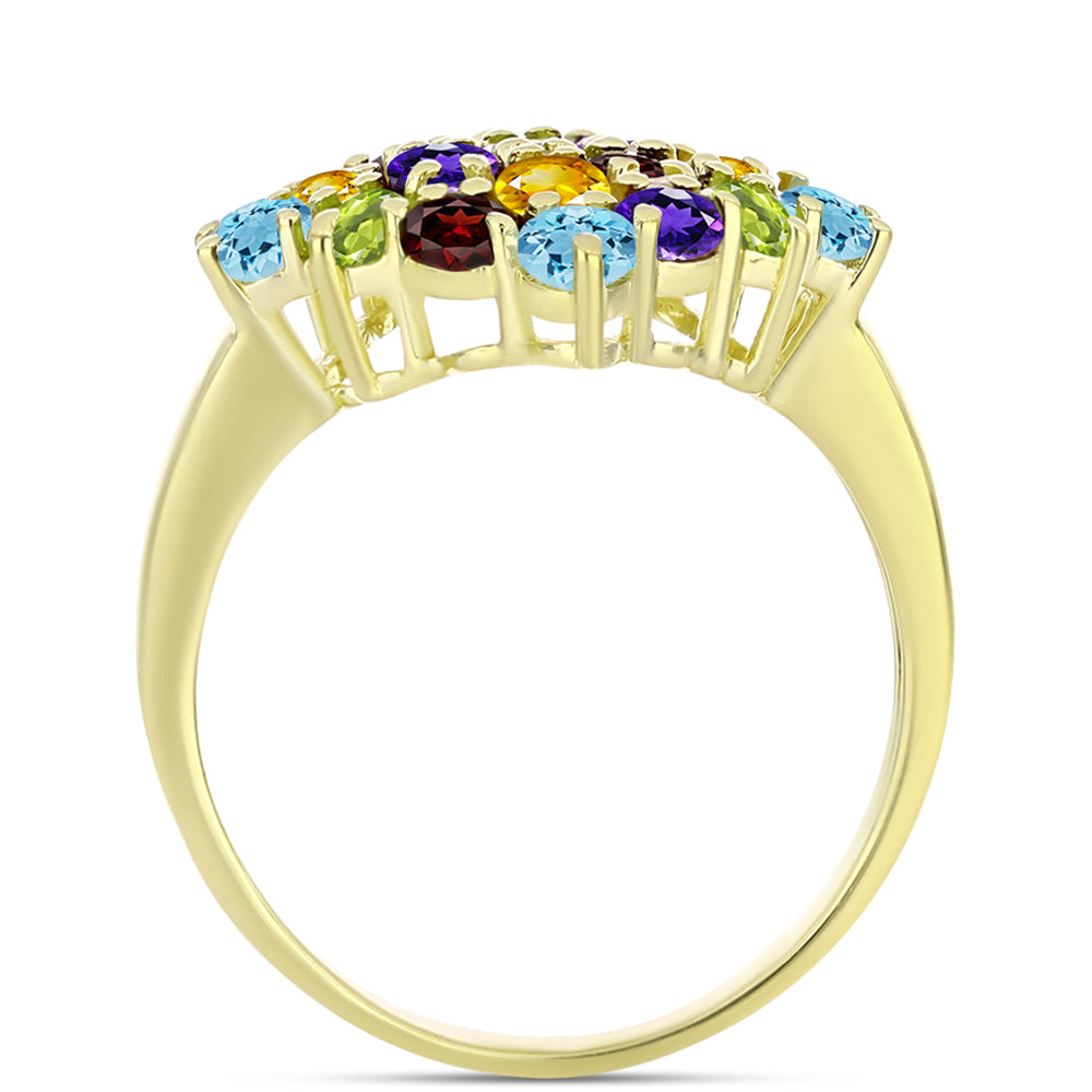 Goldplattierter Silberring mit marokkanischem Amethyst und Zitrin aus dem Ural