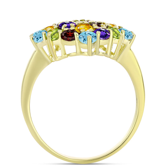 Goldplattierter Silberring mit marokkanischem Amethyst und Zitrin aus dem Ural