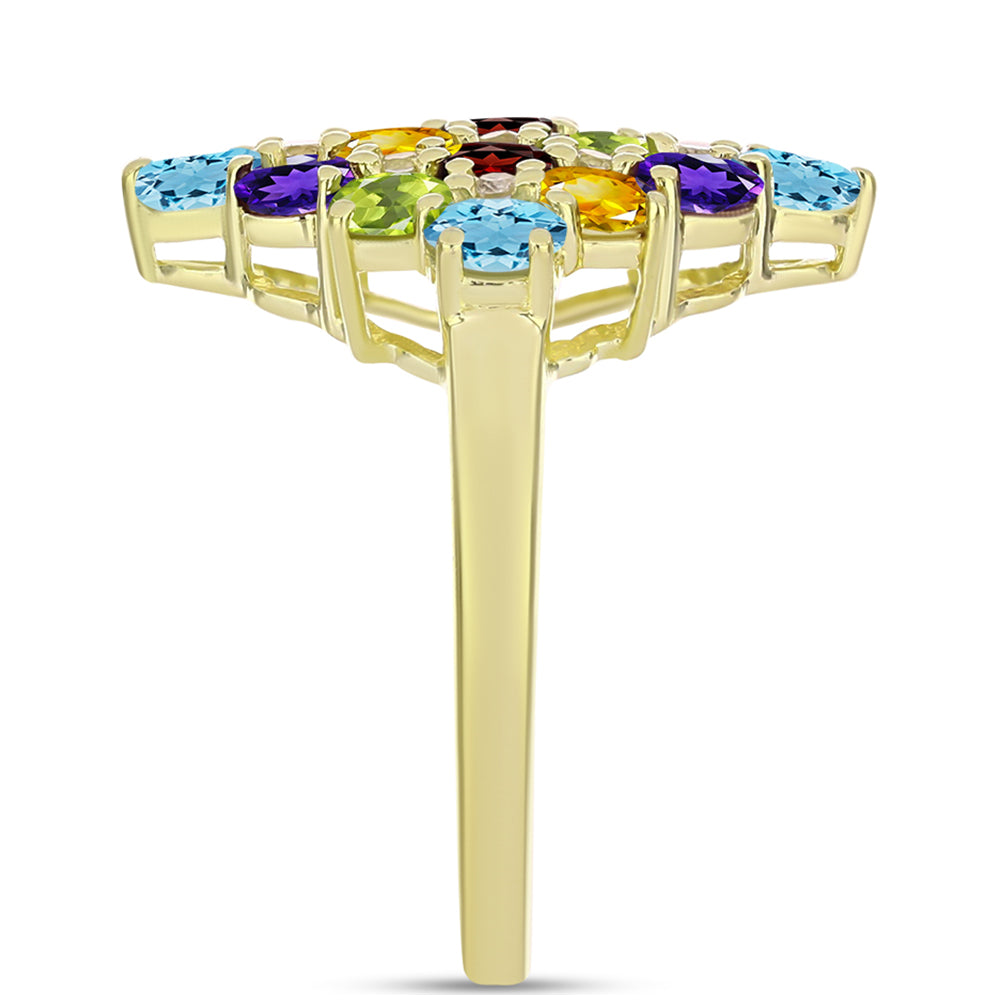 Goldplattierter Silberring mit marokkanischem Amethyst und Zitrin aus dem Ural 4 