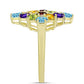 Goldplattierter Silberring mit marokkanischem Amethyst und Zitrin aus dem Ural