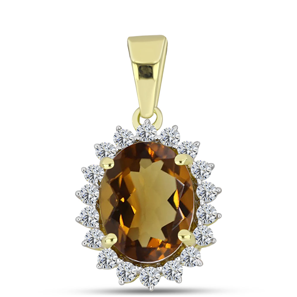 Goldplattierter Silberanhänger mit Cognac-Quarz und weißem Topas 1 