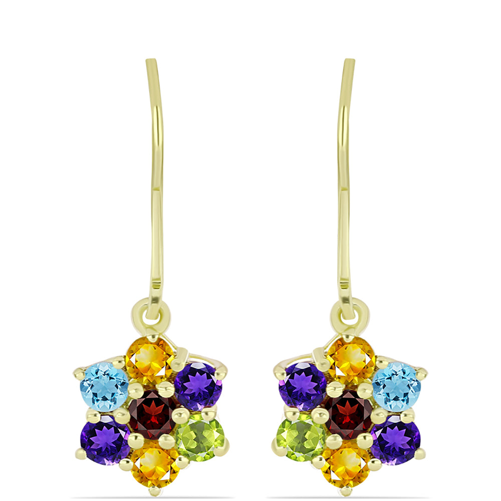 Goldplattierte Silberohrringe mit marokkanischem Amethyst und Zitrin aus dem Ural 1 