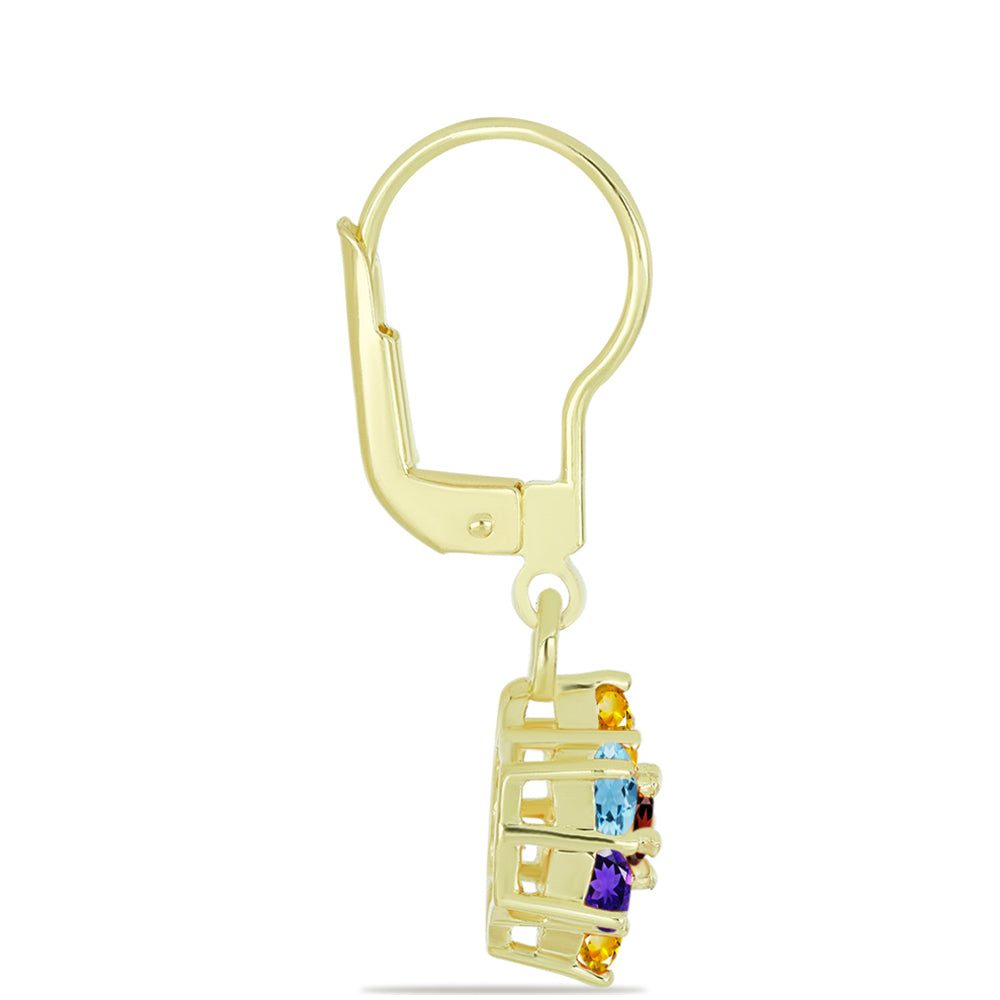Goldplattierte Silberohrringe mit marokkanischem Amethyst und Zitrin aus dem Ural