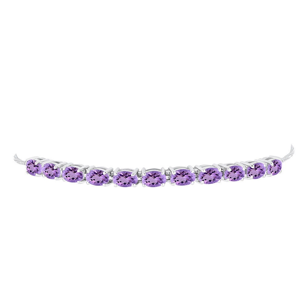Silberarmband mit Rose De France Amethyst