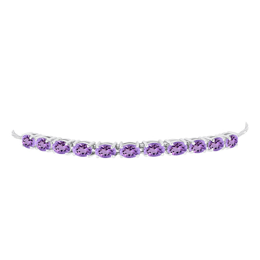 Silberarmband mit Rose De France Amethyst