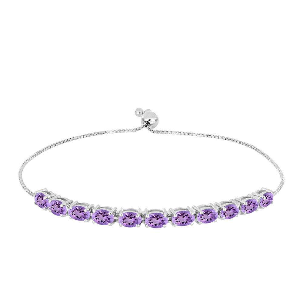 Silberarmband mit Rose De France Amethyst