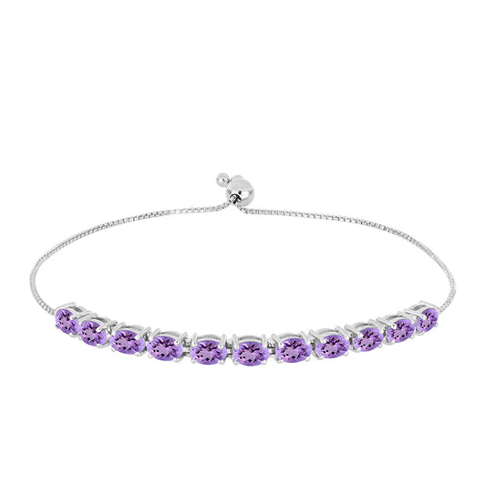 Silberarmband mit Rose De France Amethyst