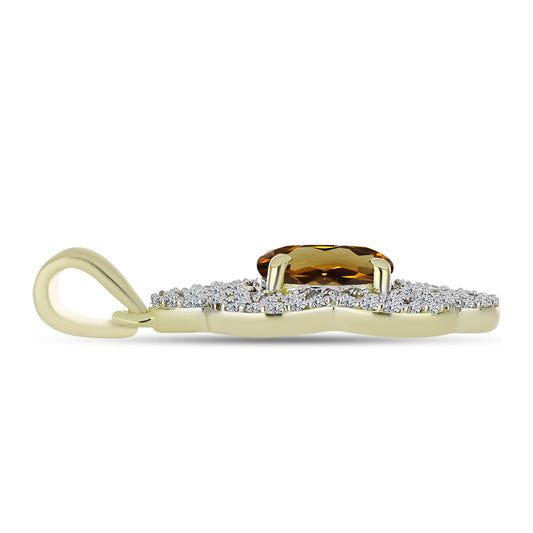 Goldplattierter Silberanhänger mit Cognac-Quarz und weißem Topas
