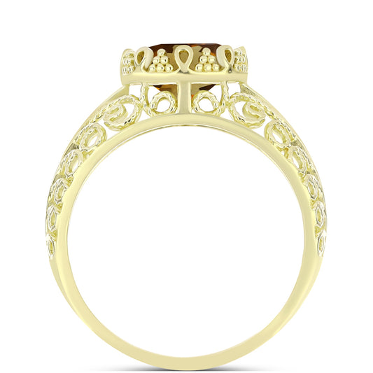 Goldplattierter Silberring mit Cognac-Quarz