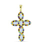 Goldplattierter Silberanhänger mit Regenbogenmondstein und marokkanischem Amethyst