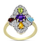 Goldplattierter Silberring mit marokkanischem Amethyst und Zitrin aus dem Ural