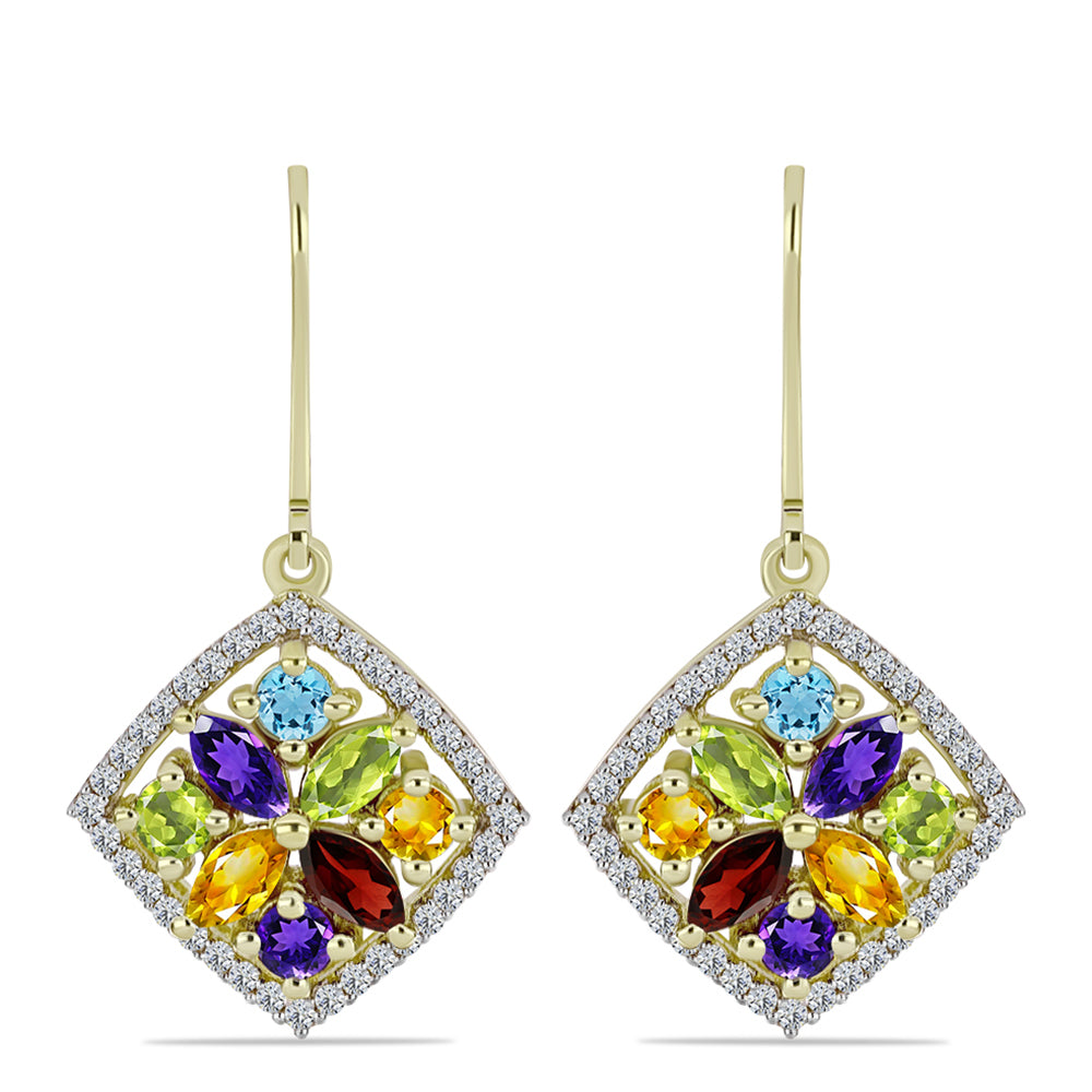 Goldplattierte Silberohrringe mit marokkanischem Amethyst und Zitrin aus dem Ural