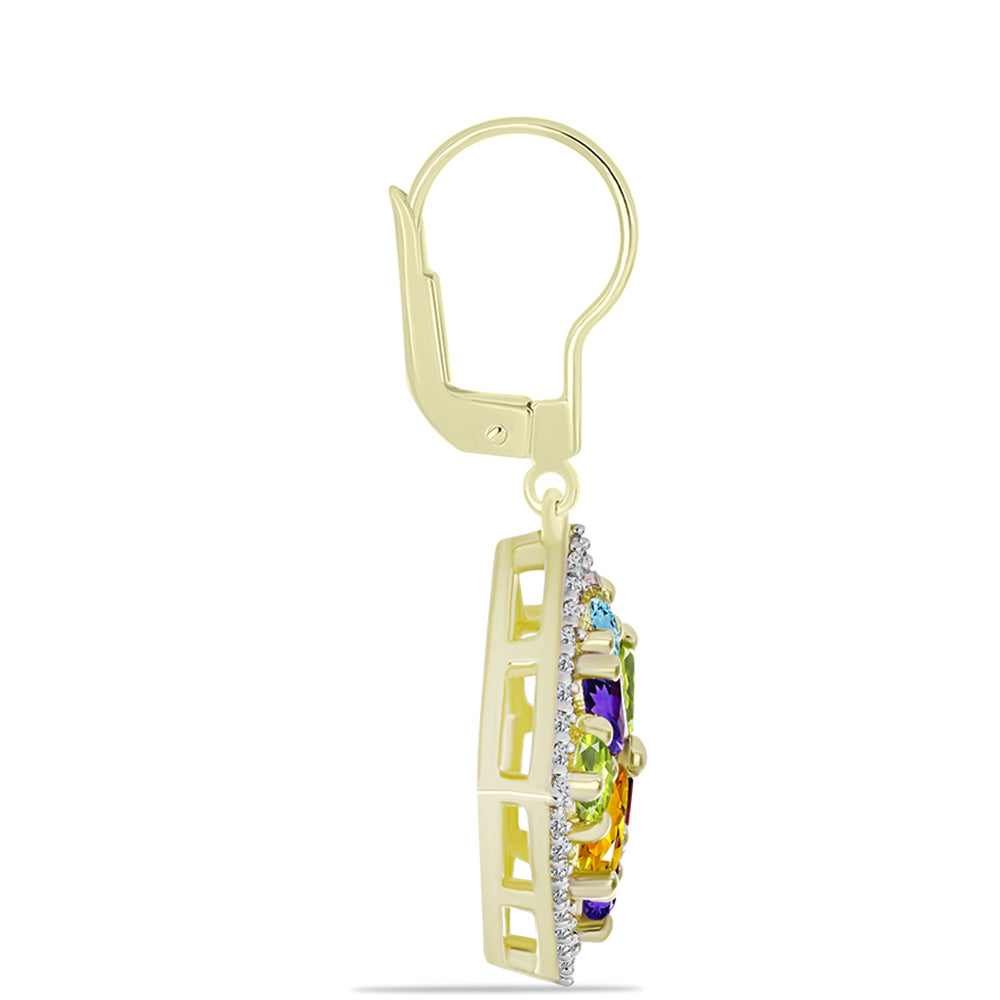 Goldplattierte Silberohrringe mit marokkanischem Amethyst und Zitrin aus dem Ural 2 