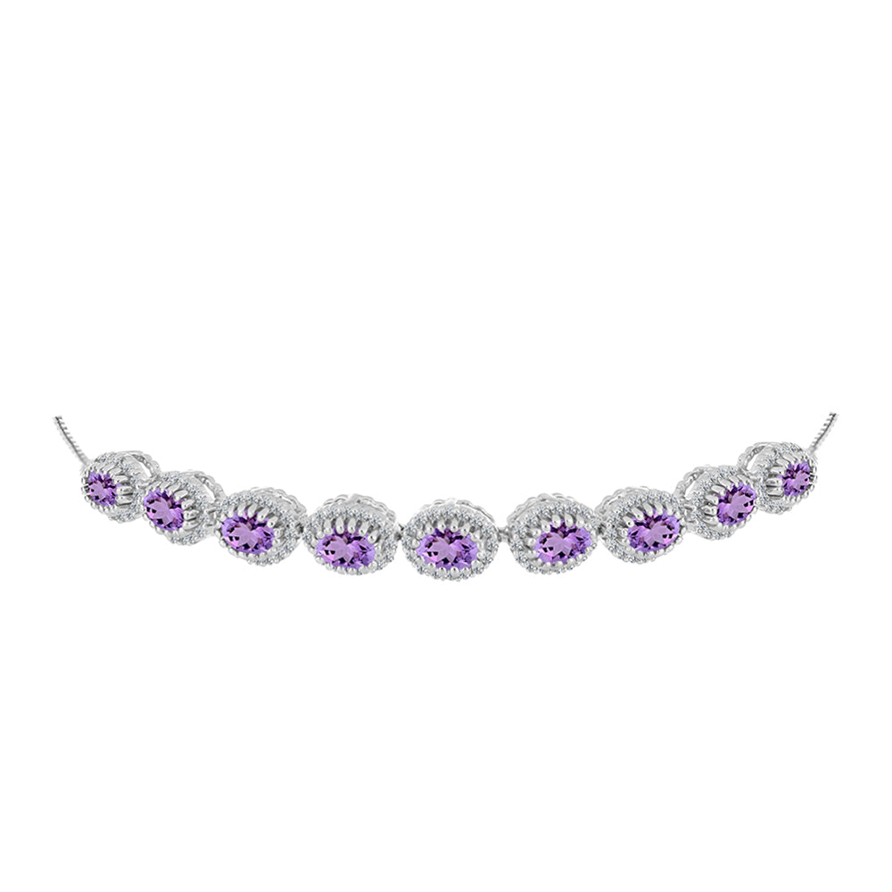 Silberarmband mit Rose De France Amethyst und weißem Topas 2 