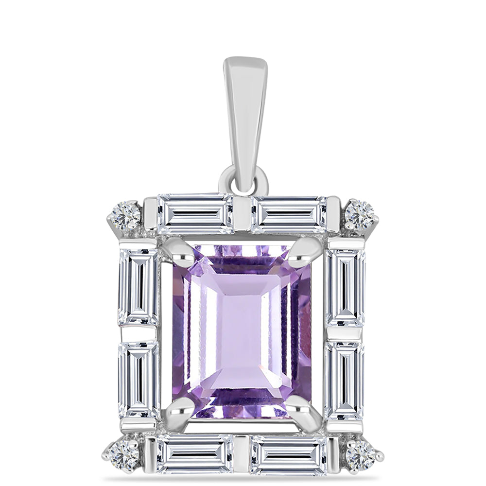 Silberanhänger mit Rose De France Amethyst und weißem Topas 1 