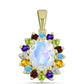 Goldplattierter Silberanhänger mit Regenbogenmondstein und marokkanischem Amethyst