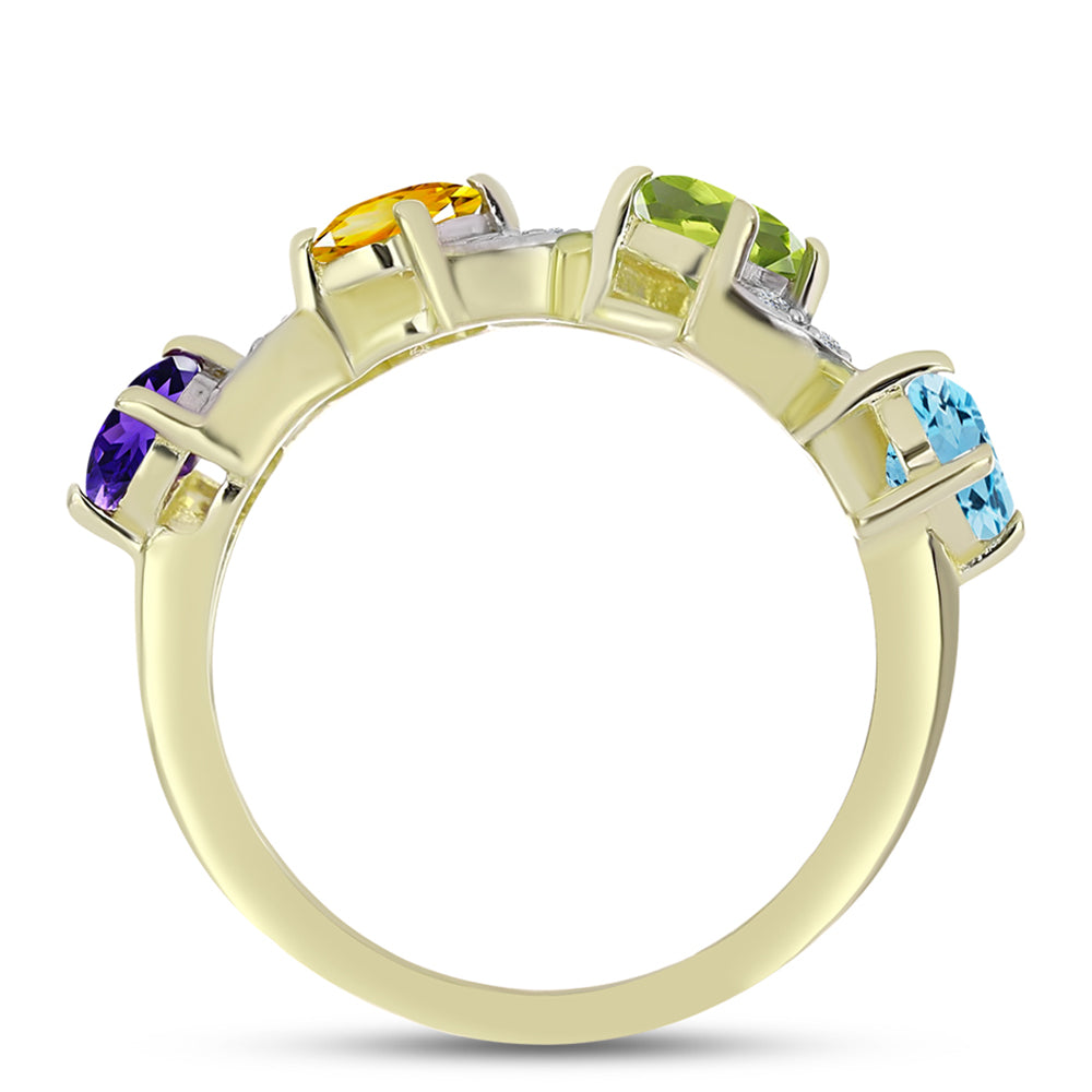 Goldplattierter Silberring mit marokkanischem Amethyst und Zitrin aus dem Ural