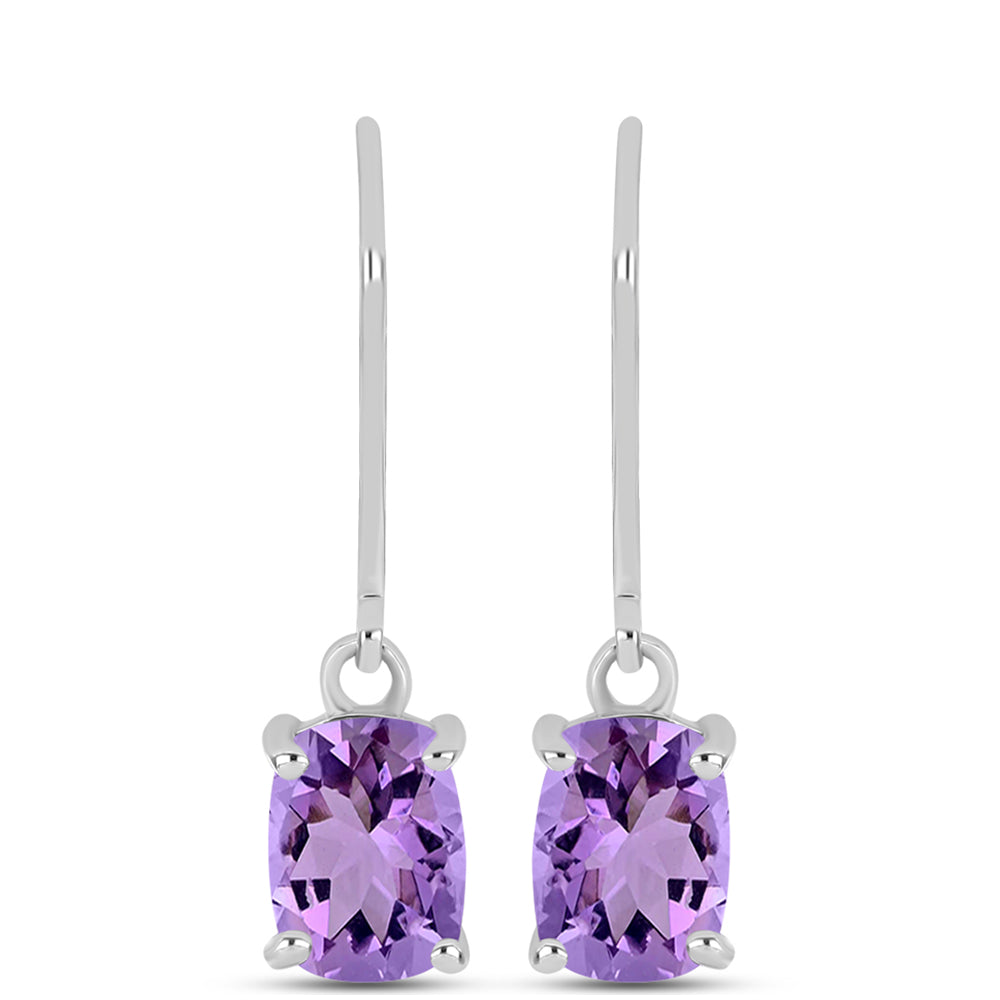 Silberohrringe mit Rose De France Amethyst 1 