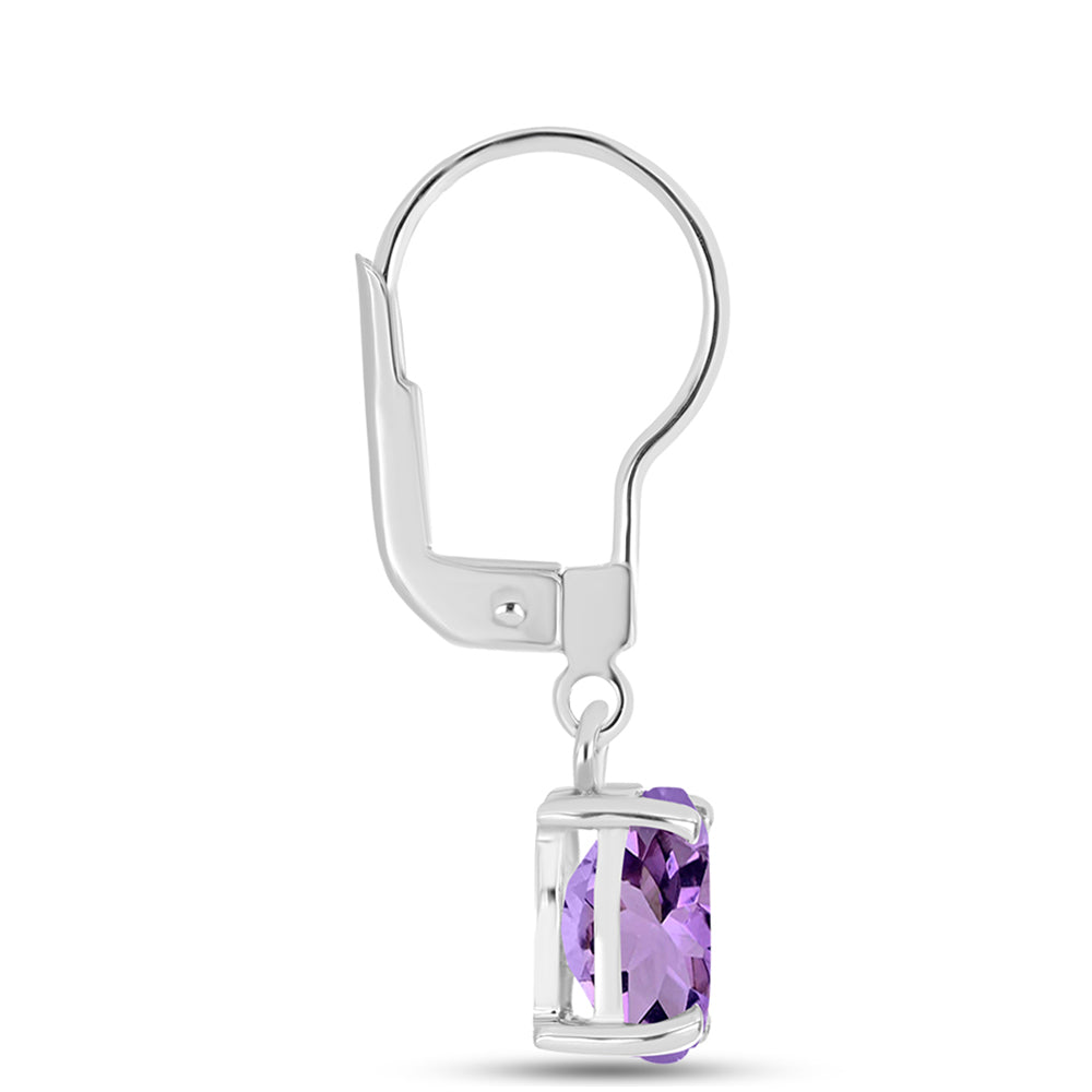 Silberohrringe mit Rose De France Amethyst