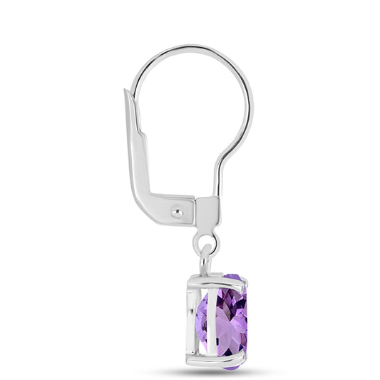 Silberohrringe mit Rose De France Amethyst