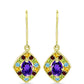 Goldplattierte Silberohrringe mit marokkanischem Amethyst und Zitrin aus dem Ural