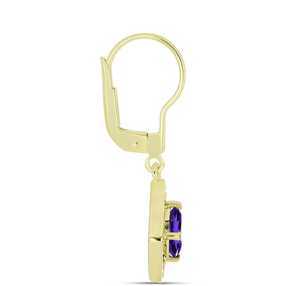 Goldplattierte Silberohrringe mit marokkanischem Amethyst und Zitrin aus dem Ural 2 