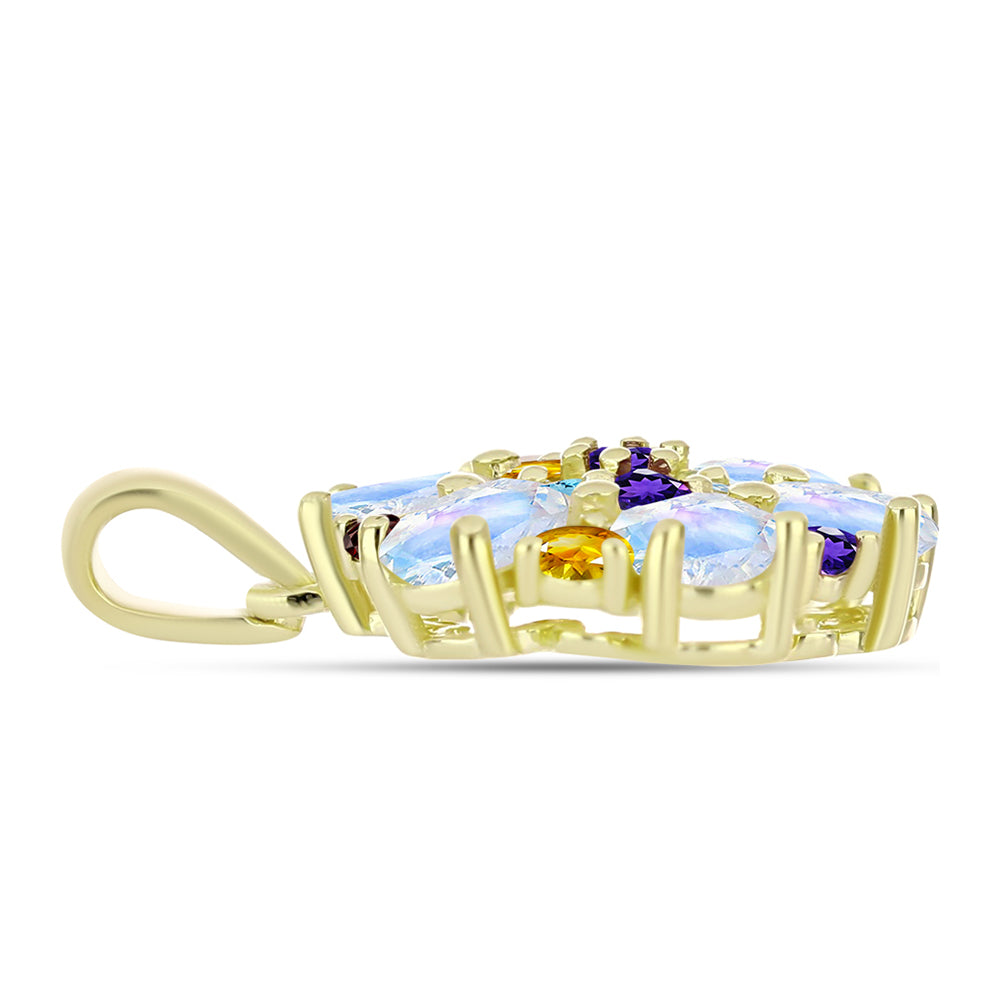 Goldplattierter Silberanhänger mit Regenbogenmondstein und marokkanischem Amethyst 2 