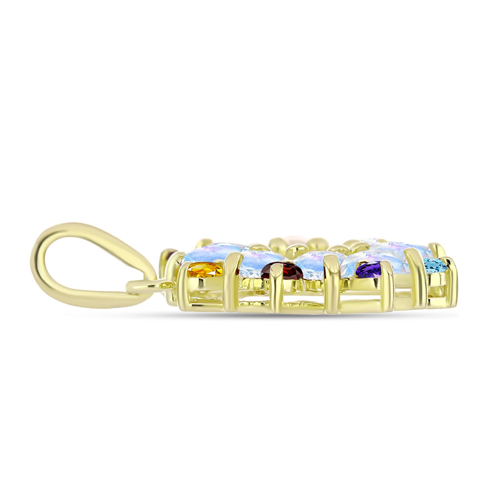 Goldplattierter Silberanhänger mit Regenbogenmondstein und marokkanischem Amethyst 2 