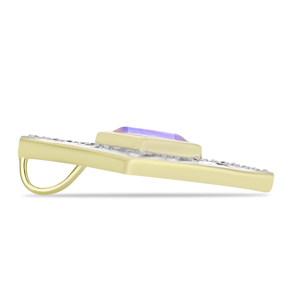 Goldplattierter Silberanhänger mit Regenbogenmondstein und marokkanischem Amethyst 2 