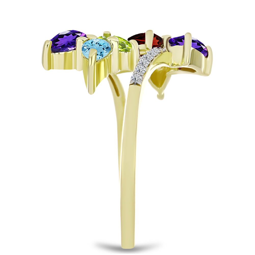 Goldplattierter Silberring mit marokkanischem Amethyst und Zitrin aus dem Ural 4 
