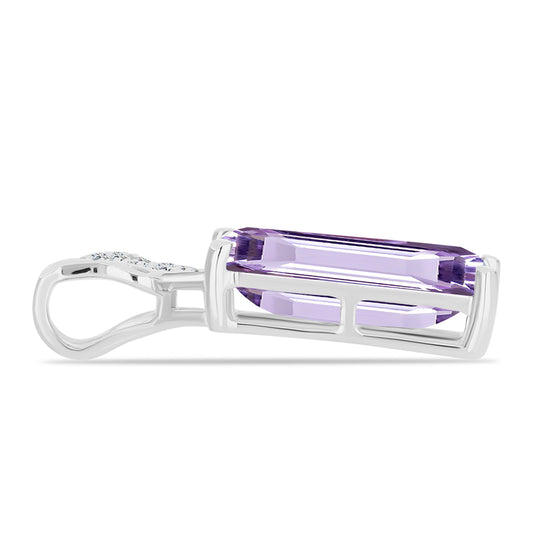 Silberanhänger mit Rose De France Amethyst und weißem Topas