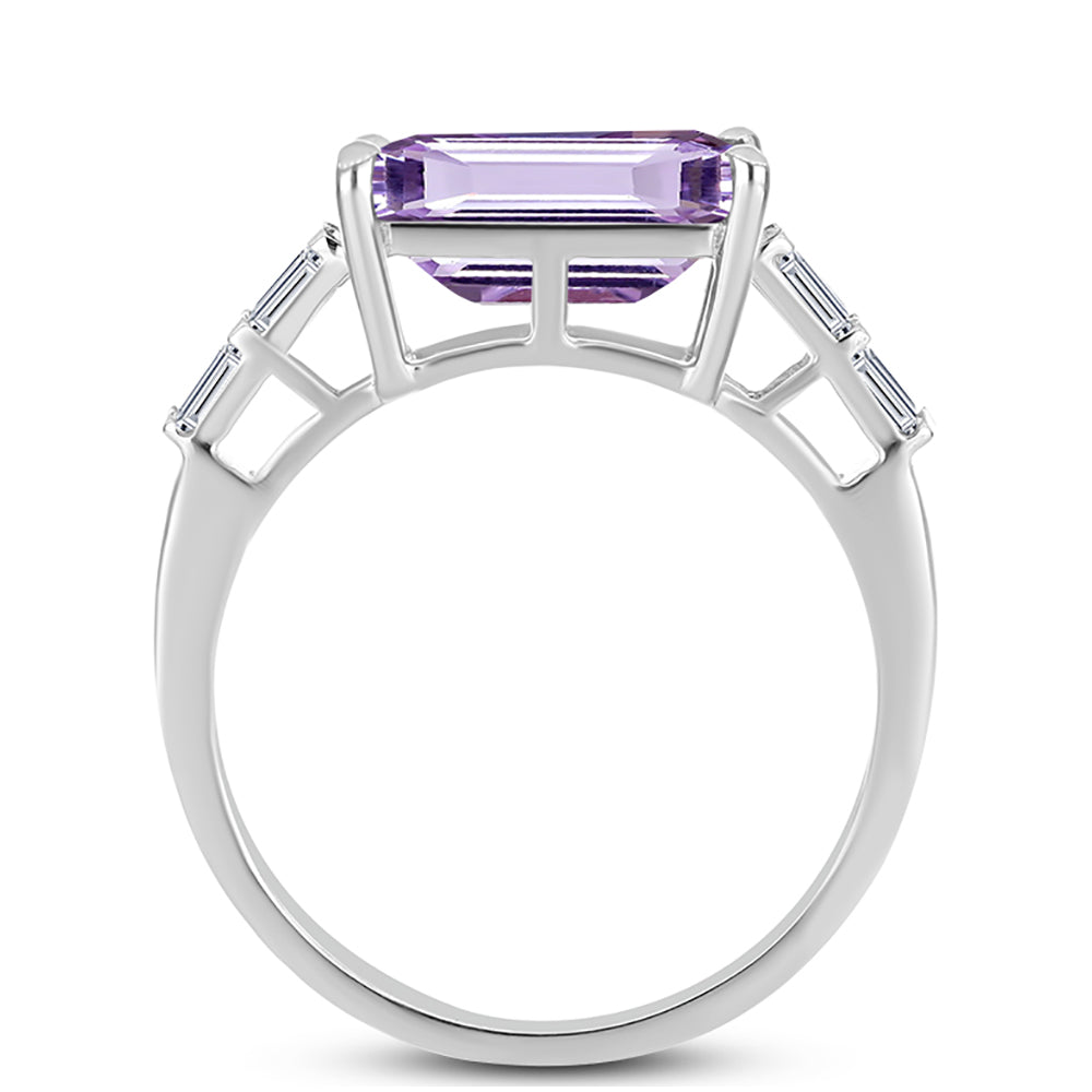Silberring mit Rose De France Amethyst und weißem Zirkon 2 