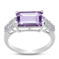 Silberring mit Rose De France Amethyst und weißem Zirkon