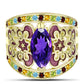 Goldplattierter Silberring mit marokkanischem Amethyst und Zitrin aus dem Ural