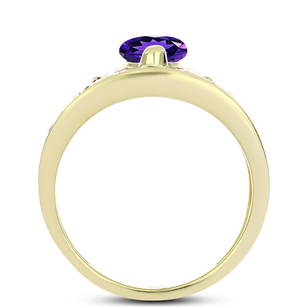 Goldplattierter Silberring mit marokkanischem Amethyst und Zitrin aus dem Ural