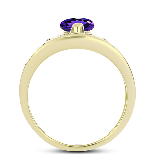 Goldplattierter Silberring mit marokkanischem Amethyst und Zitrin aus dem Ural