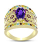 Goldplattierter Silberring mit marokkanischem Amethyst und Zitrin aus dem Ural