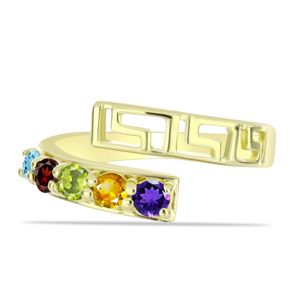 Goldplattierter Silberring mit marokkanischem Amethyst und Zitrin aus dem Ural 1 