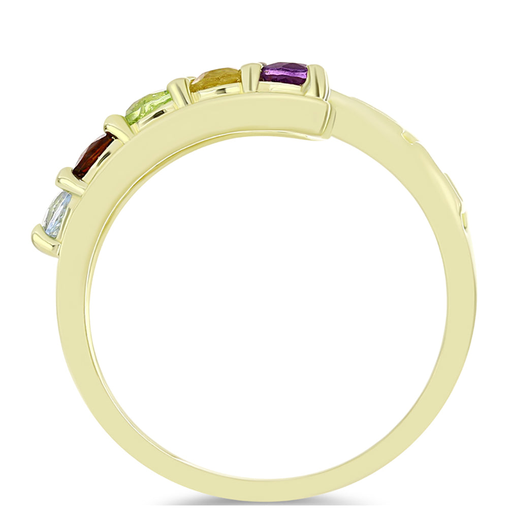 Goldplattierter Silberring mit marokkanischem Amethyst und Zitrin aus dem Ural