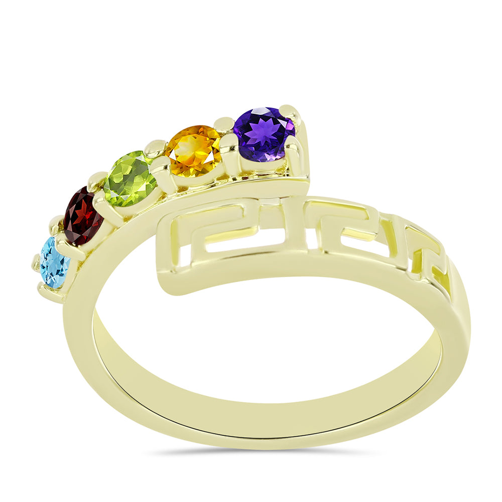 Goldplattierter Silberring mit marokkanischem Amethyst und Zitrin aus dem Ural 3 