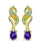 Goldplattierte Silberohrringe mit marokkanischem Amethyst und Zitrin aus dem Ural