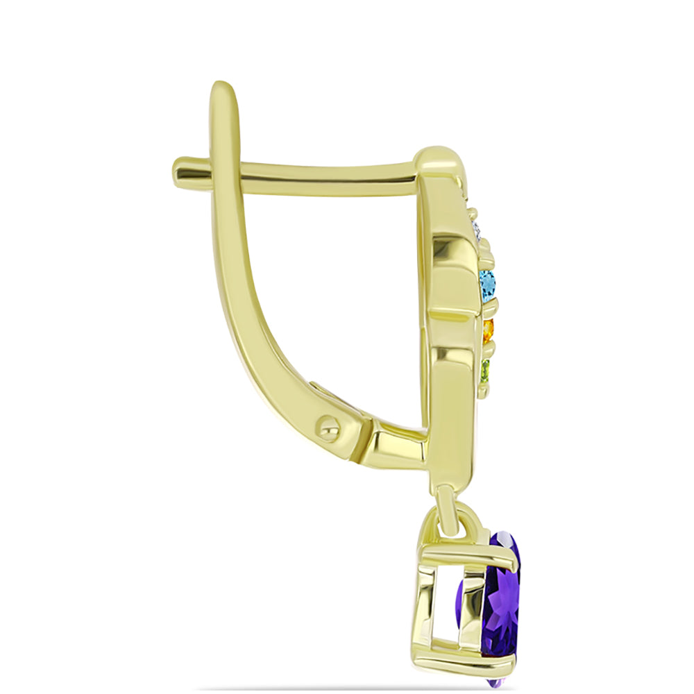Goldplattierte Silberohrringe mit marokkanischem Amethyst und Zitrin aus dem Ural 2 